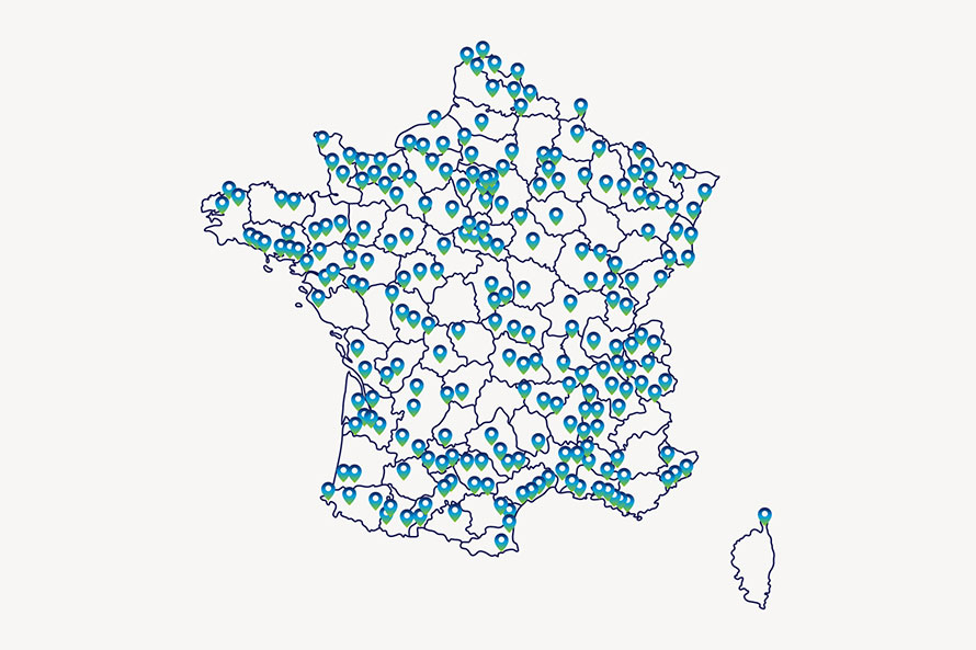 Carte des implantations de SPIE France